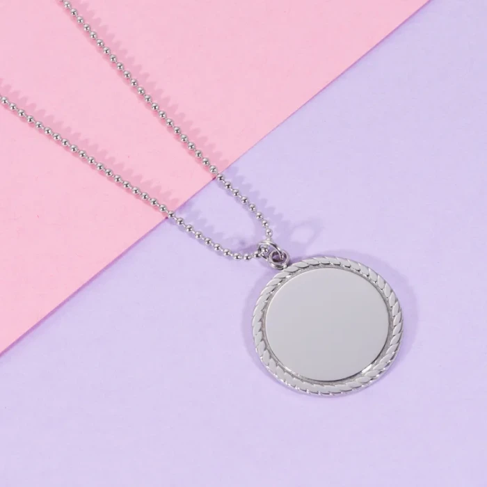 Stainless Steel Geometric Lace Necklace round Glossy Laser Logo