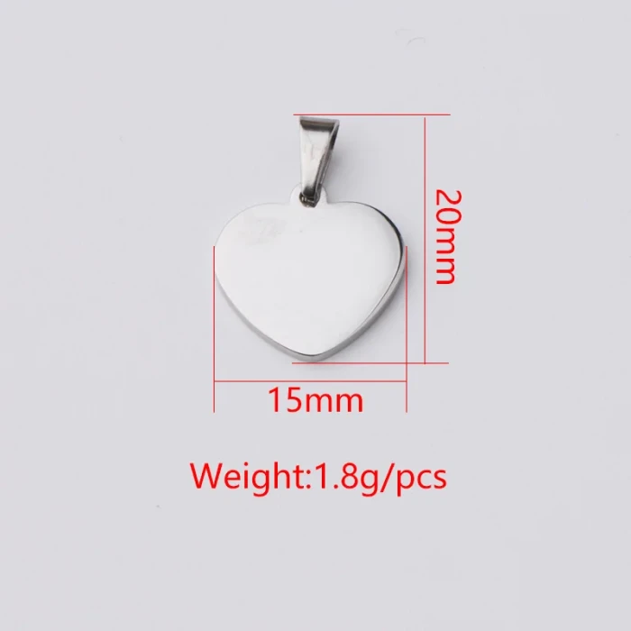 Stainless Steel Heart-Shaped Pendant Tag DIY Necklace Bracelet Tail Chain Pendant Accessories 15 * 15mm