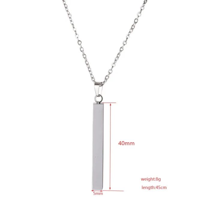Engraved Long Necklace Stainless Steel Three-Dimensional Long Necklace