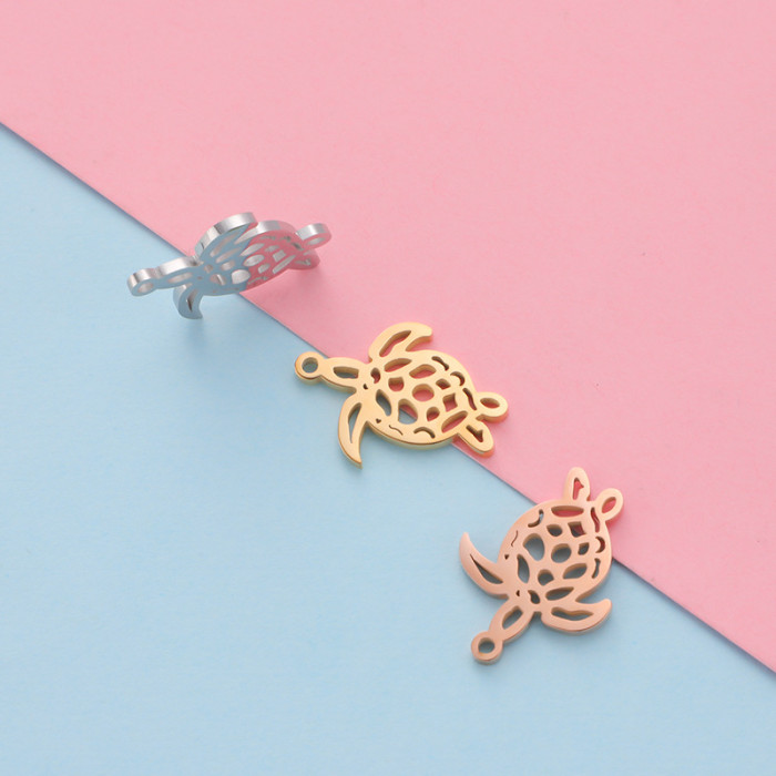 Hollow Little Turtle Turtle Pendant Single Hole Mirror Stainless Steel Animal DIY Ornament Accessories
