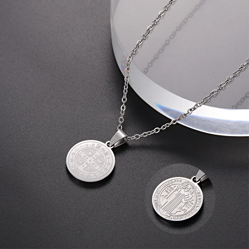 Round Corrosion Cross Necklace round Beads Hip Hop Trend