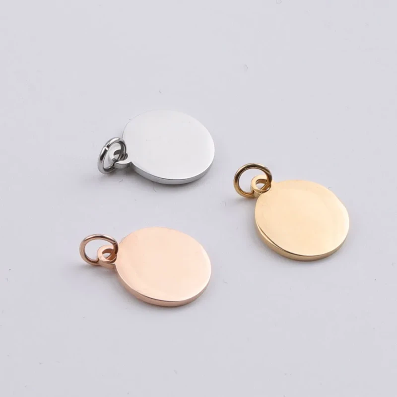 Stainless Steel round Glossy Tag DIY Ornament Accessories