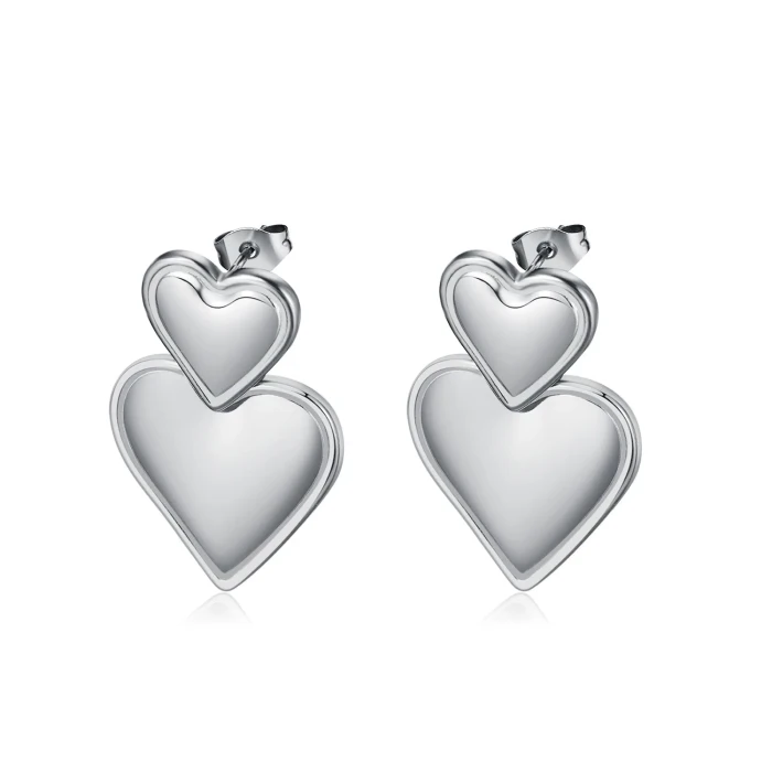 Double-Layer Stainless Steel Love Accessories Titanium Steel Gold-Plated Earrings