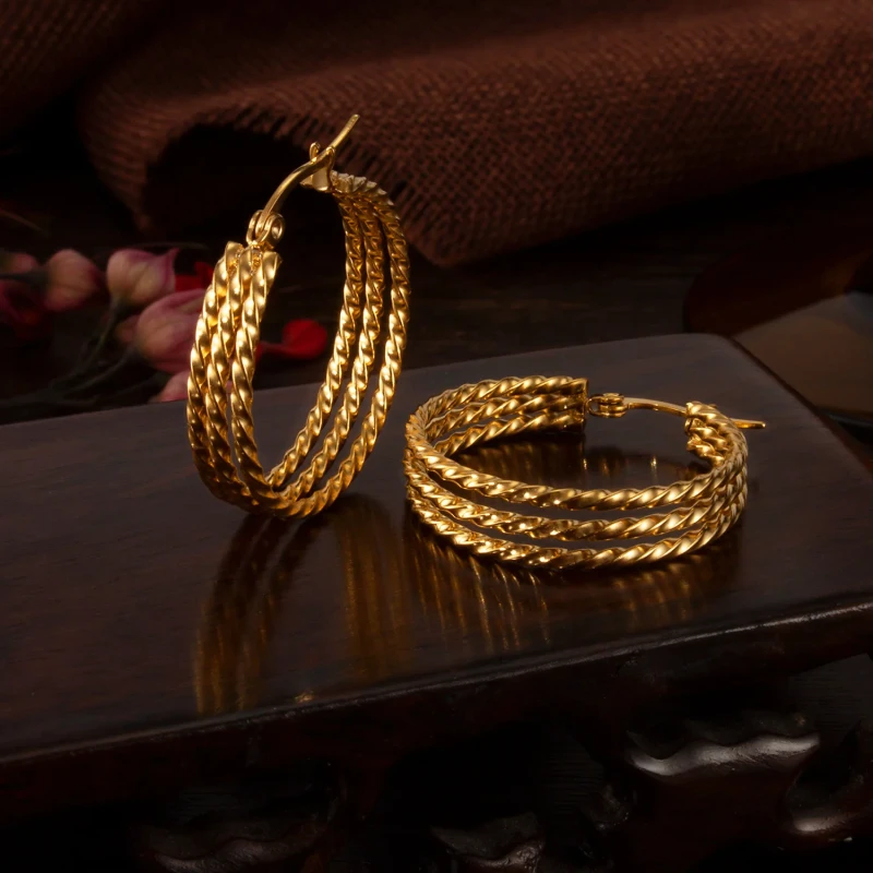 Simple Multi-Layer Titanium Steel Twist Earrings Stainless Steel Women's Earrings