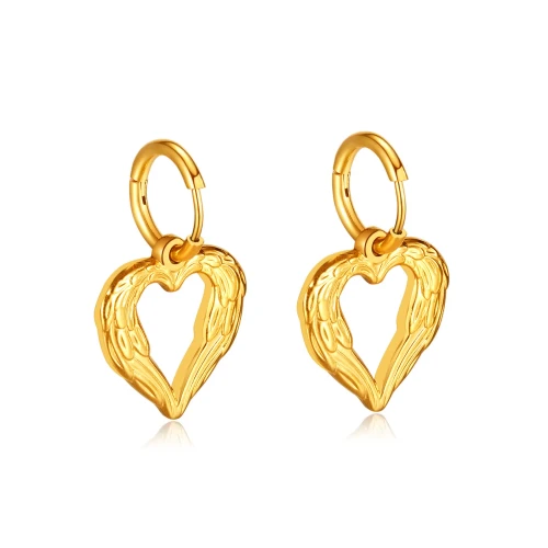 Hot Selling Creative Set Stainless Steel Vintage Wing Heart Wings Earrings