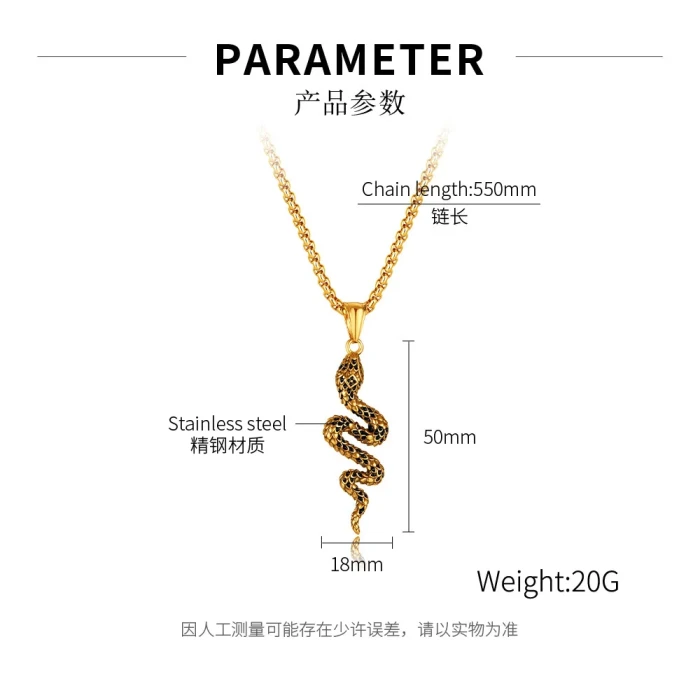 Ornament Hot Sale Personalized Creative Stainless Steel Snake Pendant Fashion Titanium Steel Necklace for Men