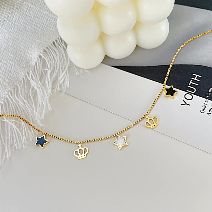 Ornament Wholesale Niche Stainless Steel Five-Pointed Star Foot Ornaments Fashion Crown Female Titanium Steel Anklet