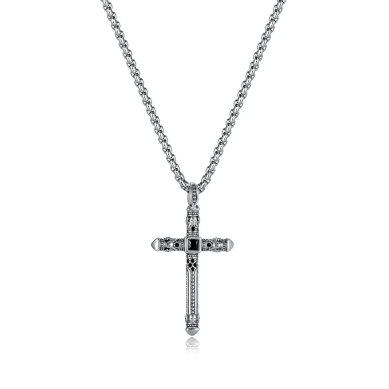 Ornament Wholesale Vintage Cross Titanium Steel Pendant Personality Stainless Steel Punk Necklace for Men