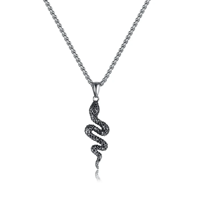 Ornament Hot Sale Personalized Creative Stainless Steel Snake Pendant Fashion Titanium Steel Necklace for Men