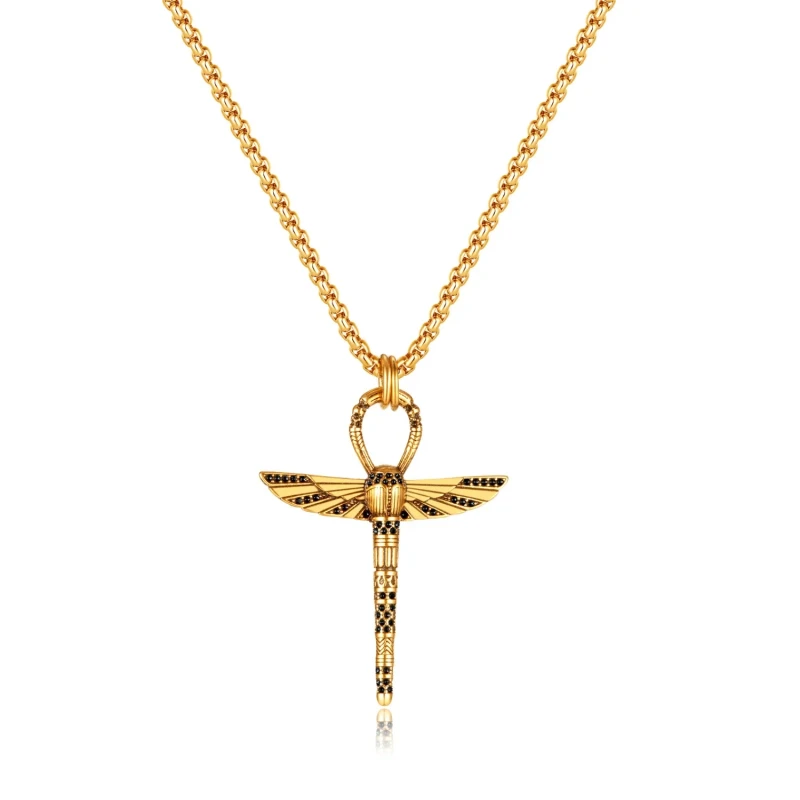 Ornament Factory Creative Stainless Steel Casting Dragonfly Pendant Necklace for Men