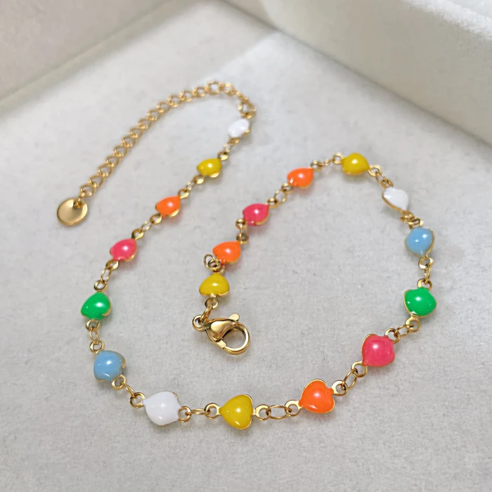 Ornament Colorful Oil Necklace Love Dopamine Stainless Steel Temperament Anklet for Women