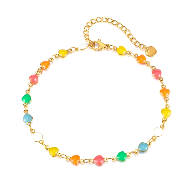 Ornament Colorful Oil Necklace Love Dopamine Stainless Steel Temperament Anklet for Women