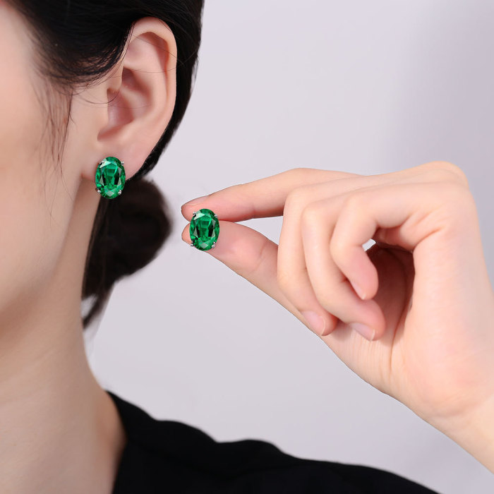 Fashion Simple Temperament Single Zircon  Gemstone  Earrings Factory Direct