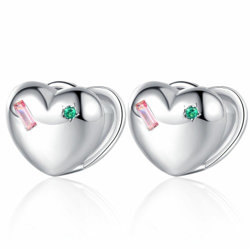 Colored Loving Heart Pentagram Zircon Ear Clip Women's Simple  Heart Shaped Earrings