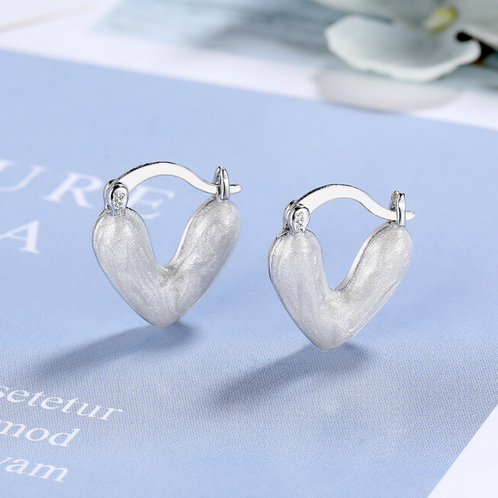 Heart Drip Glazed Earrings  Fashion Ear Clip Hoop Earring