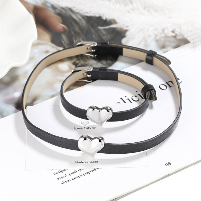Love Flow Leather Collar Black Leather Rope Choker Necklace Female Sweet Cool Hot Girl Pu