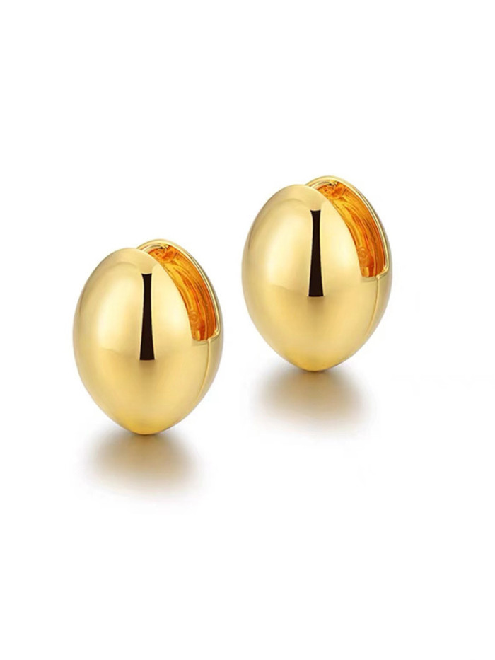 Vintage Gold Egg Shell Earrings Simple and Fashionable Water Drop Metal Circle Earrings