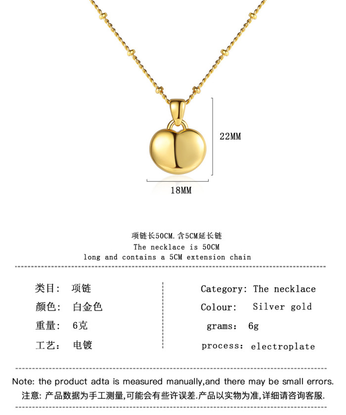 Love Necklace for Women Ins Simple Round Plate Pendant Necklace