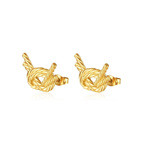 Ornament Gold Twist Women's Stud Earrings Female Temperament Ins Retro Stud Earrings Earrings