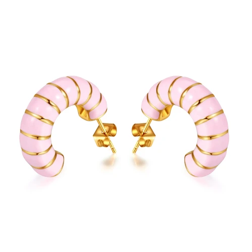 Ornament Colored Drip Glaze Bamboo Joint Titanium Steel Ear Studs Personality Ins Stainless Steel Gold Plated Earrings