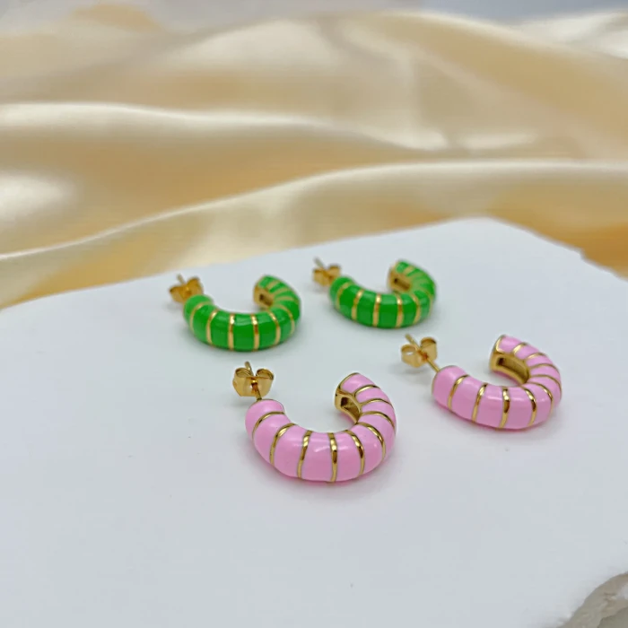Ornament Colored Drip Glaze Bamboo Joint Titanium Steel Ear Studs Personality Ins Stainless Steel Gold Plated Earrings