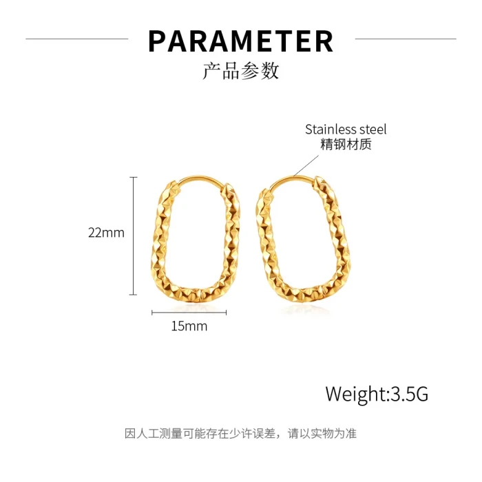 Ornament Manufacturer Fashionable Golden Stainless Steel Irregular U-Shaped Sparkling Titanium Steel Earrings