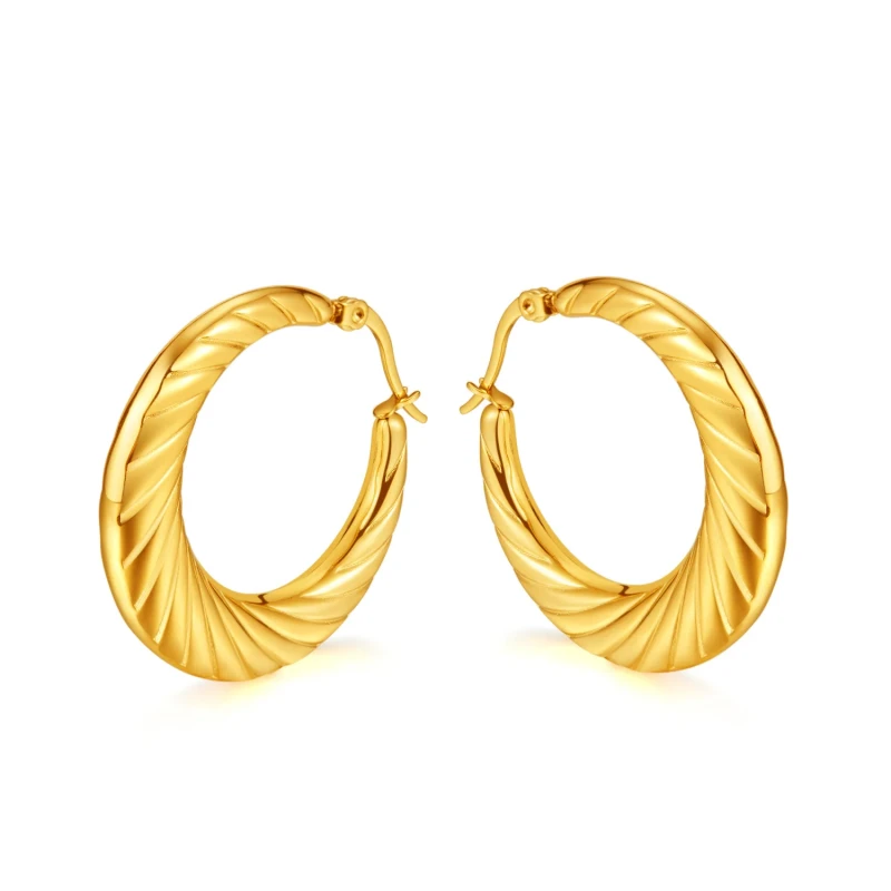 Fashion Irregular Hollow Thread Titanium Steel Earrings Personality Gold Plated Earrings