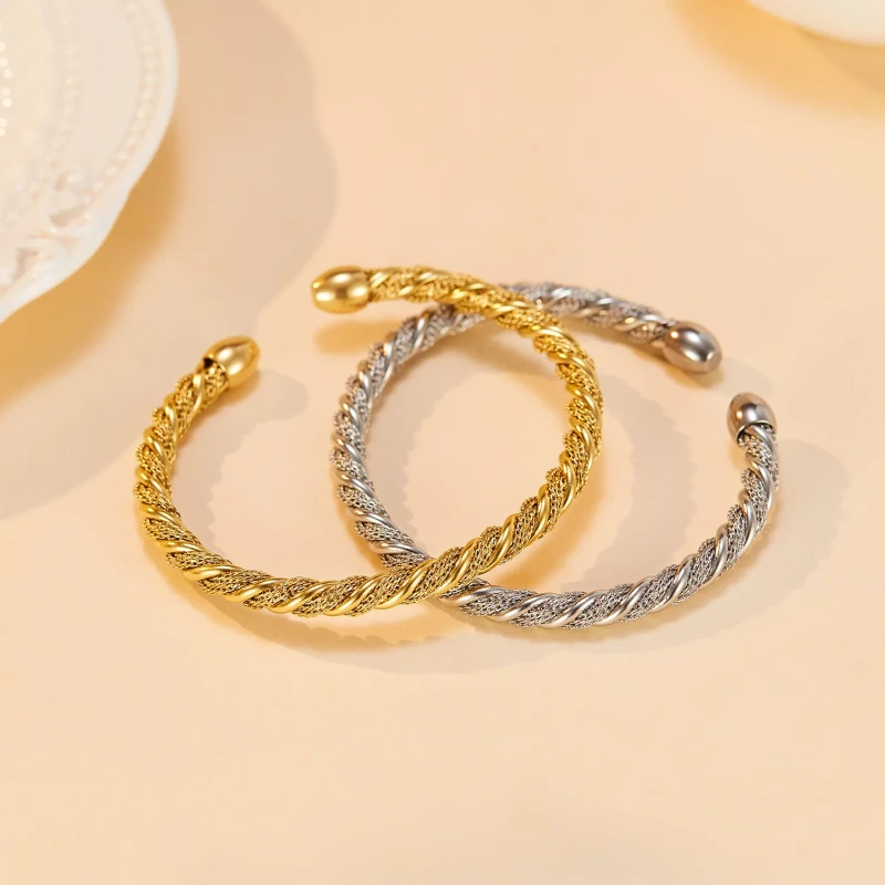 Ornament Manufacturers Woven Irregular Opening Titanium Steel Bracelet Fashion Twisted Stainless Steel Bangle