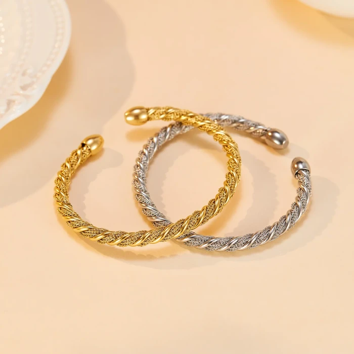 Ornament Manufacturers Woven Irregular Opening Titanium Steel Bracelet Fashion Twisted Stainless Steel Bangle