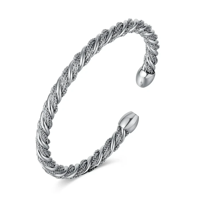 Ornament Manufacturers Woven Irregular Opening Titanium Steel Bracelet Fashion Twisted Stainless Steel Bangle