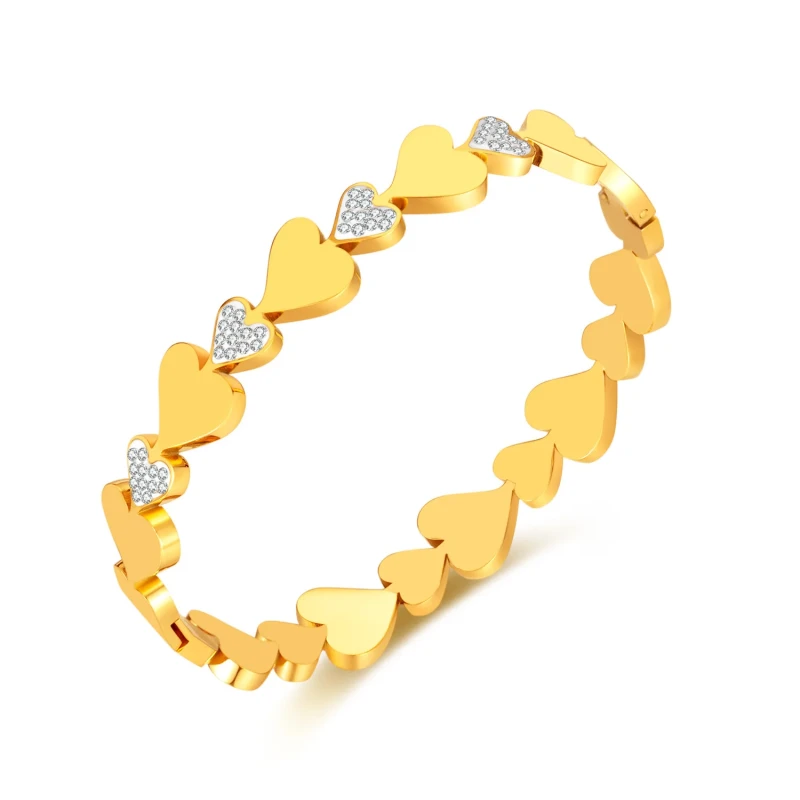 Ornament Stainless Steel Bracelet Wholesale Fashion Irregular Heart Inlaid Zircon bangle