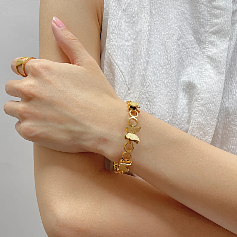 Ornament Fashion Titanium Steel Butterfly Bracelet Summer Ins Stainless Steel Bangle for Women