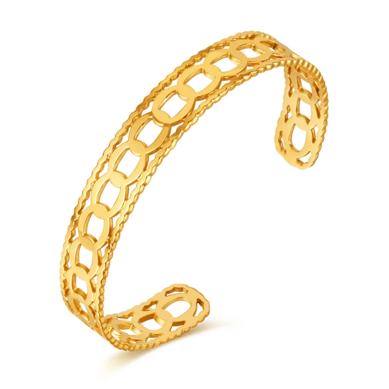 Jewelry Factory Personalized Open Hollow Bracelet Fashion Ins Stainless Steel Bangle for Women