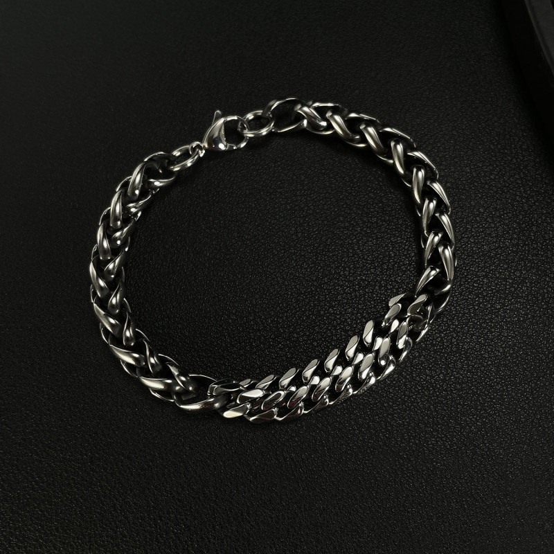 Ornament Manufacturer Retro Double Layer Cuban Link Chain Personality Stainless Steel Men's Bracelet