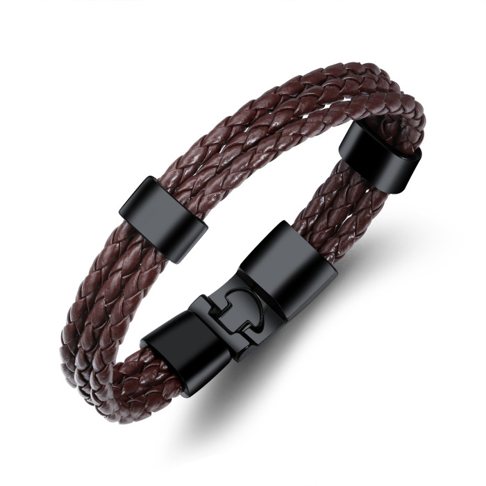 Ornament Wholesale Personalized Woven Leather Leather Rope Layered Retro Fashion Bracelet Men