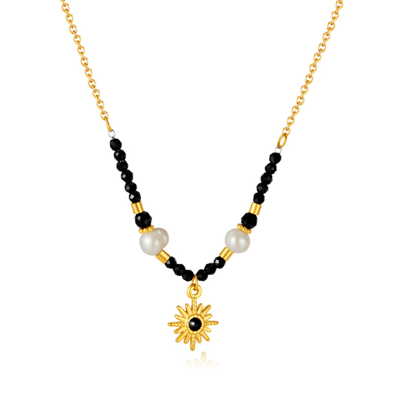 Ornament Natural Stone Necklace Ins Style Gold Plated Stainless Steel Eight Awn Star Necklace