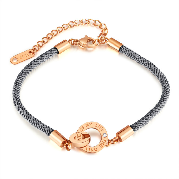Ornament Factory Fashion Simple Titanium Steel Double Ring Bracelet Ins Stainless Steel Bracelet for Women