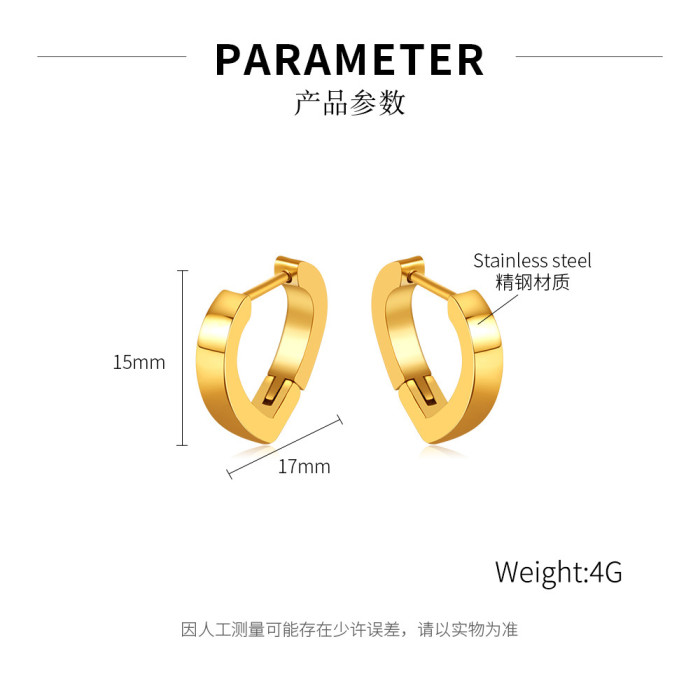 Ornament Stainless Steel Earrings Ear Clip Geometric Heart Shape Titanium Steel Earrings