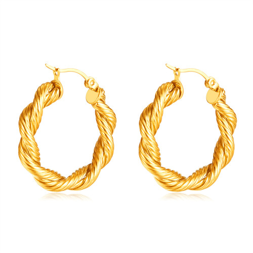 Ornament Stainless Steel Personalized Gold-Plated Twisted Twist Stainless Steel Earrings