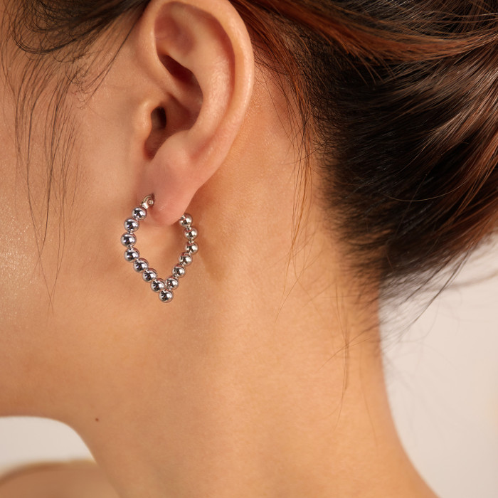 Ornament Factory Geometric Beads Earrings Personality Trend Stainless Steel Earrings for Women