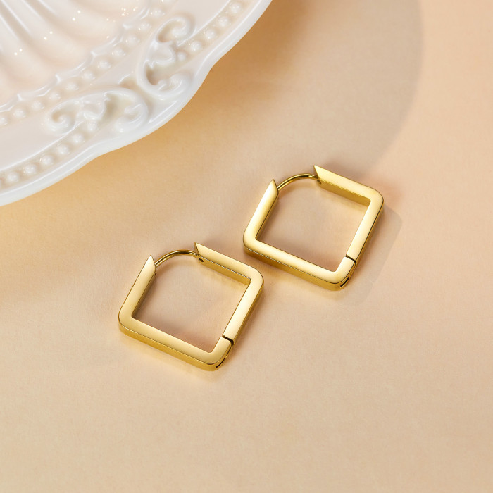 Ornament Golden Earrings Ear Clip Irregular with Personality Stainless Steel Earrings