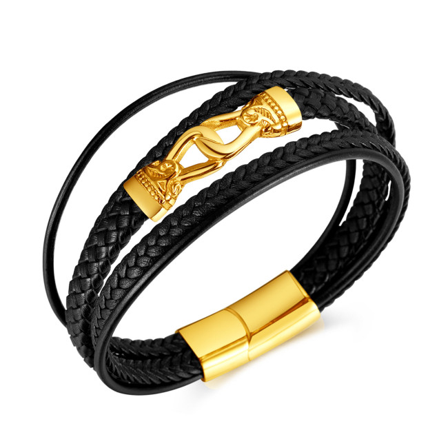 Jewelry Hot Selling Hand-Woven Leather Bracelet Personalized Multi-Layer Leather Bracelet for Men