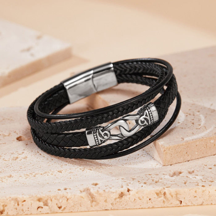 Jewelry Hot Selling Hand-Woven Leather Bracelet Personalized Multi-Layer Leather Bracelet for Men