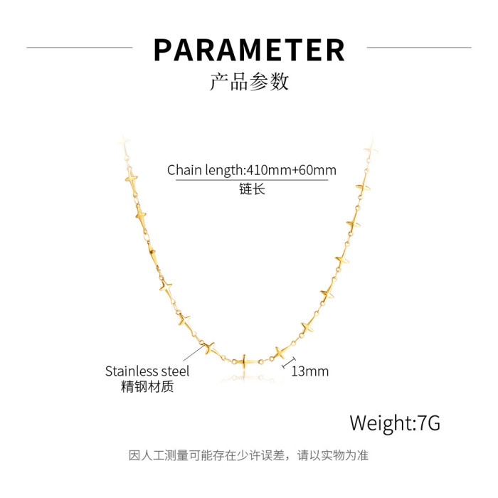Jewelry Titanium Steel Cross Clavicle Chain Simple Star Stainless Steel Necklace for Women