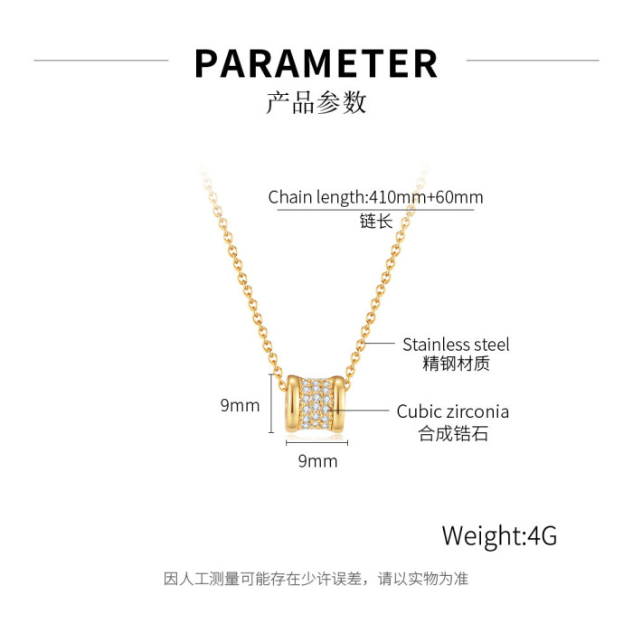 Ornament Simple Titanium Steel Gold Diamond Stainless Steel Necklace for Women