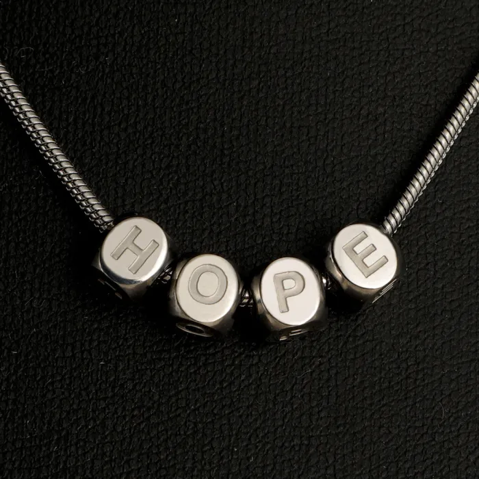Stainless Steel Four-Sided Letter Necklace Fashion Simple Letter Necklace Bracelet Accessories