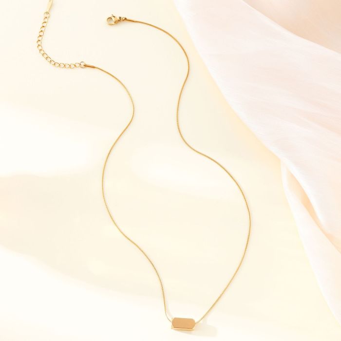 Cuboid Necklace Stainless Steel round Snake Chain