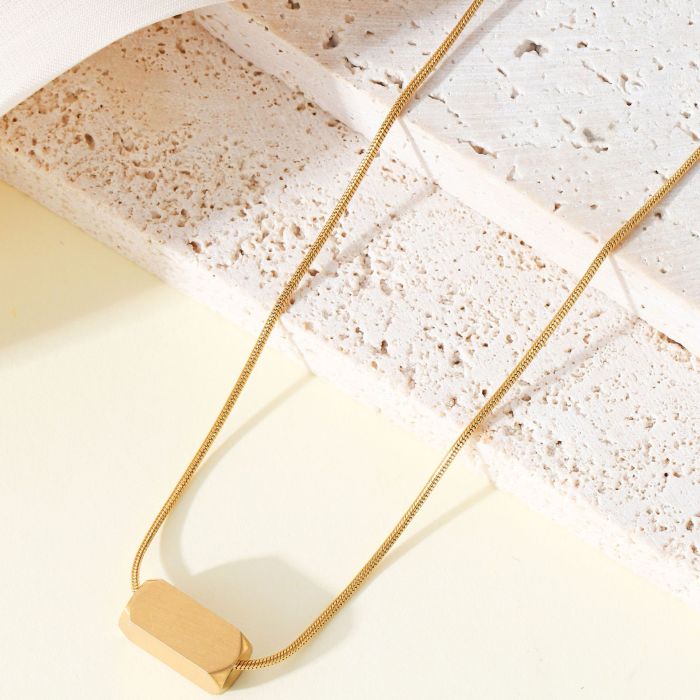 Cuboid Necklace Stainless Steel round Snake Chain