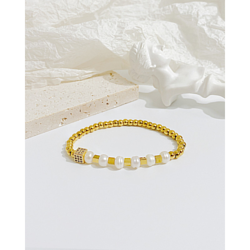 Ornament Fashion Stainless Steel Beaded Bracelet Ins Freshwater Pearl Bracelet for Women