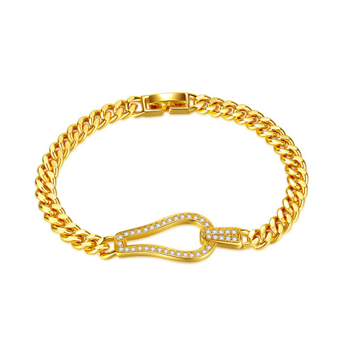 Ornament Personality Summer Cuban Link Chain Copper Bracelet Irregular Diamond Bracelet for Women